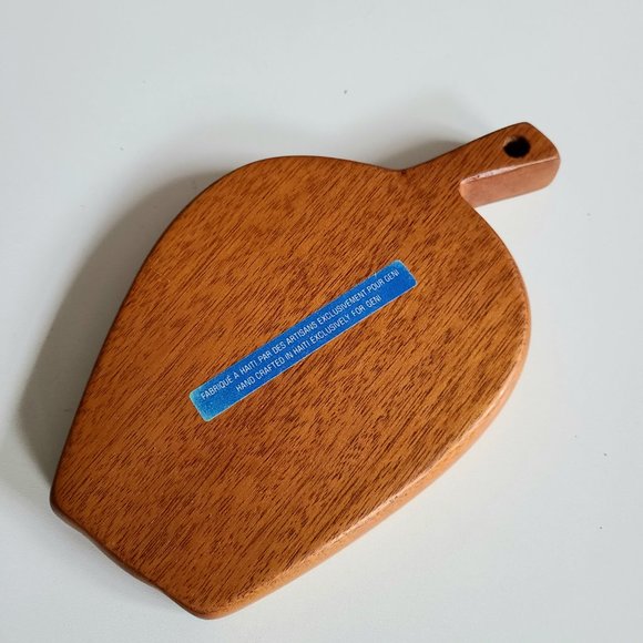 Hand crafted in Haiti exclusively for Geni wooden teak trinket dish fruit shape. - Picture 4 of 5